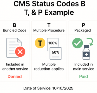 CMS Status Codes B, T and P